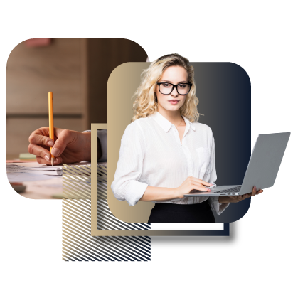 Student studying on laptop and writing assignments with professional ILM support